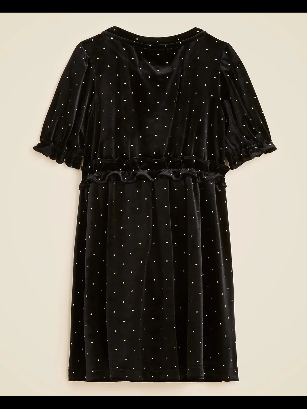 Crewcuts Girls Velvet Tiered Dress With Gold Studs, 8, Black/ Gold